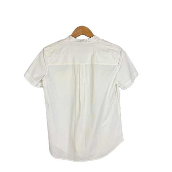 Theory White Short Sleeve Lace Up Collar Pocket Shirt Top Size S - Picture 3 of 9